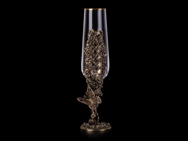 Бокал для шампанского Цветочная фантазия (Латунь, стекло)
