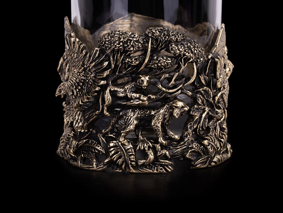 Бокал для виски Лев саванна (Латунь, стекло)