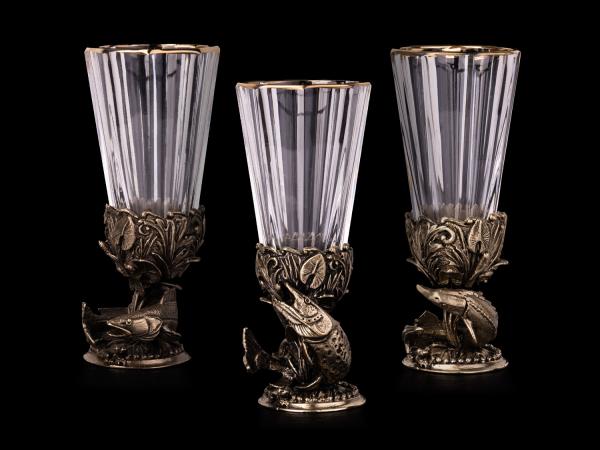 Лафитники Удачный улов 3 или 6 шт (Латунь, хрусталь)