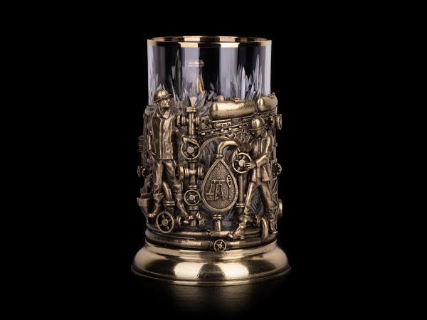 Подстаканник Нефтяники (Латунь, хрусталь)