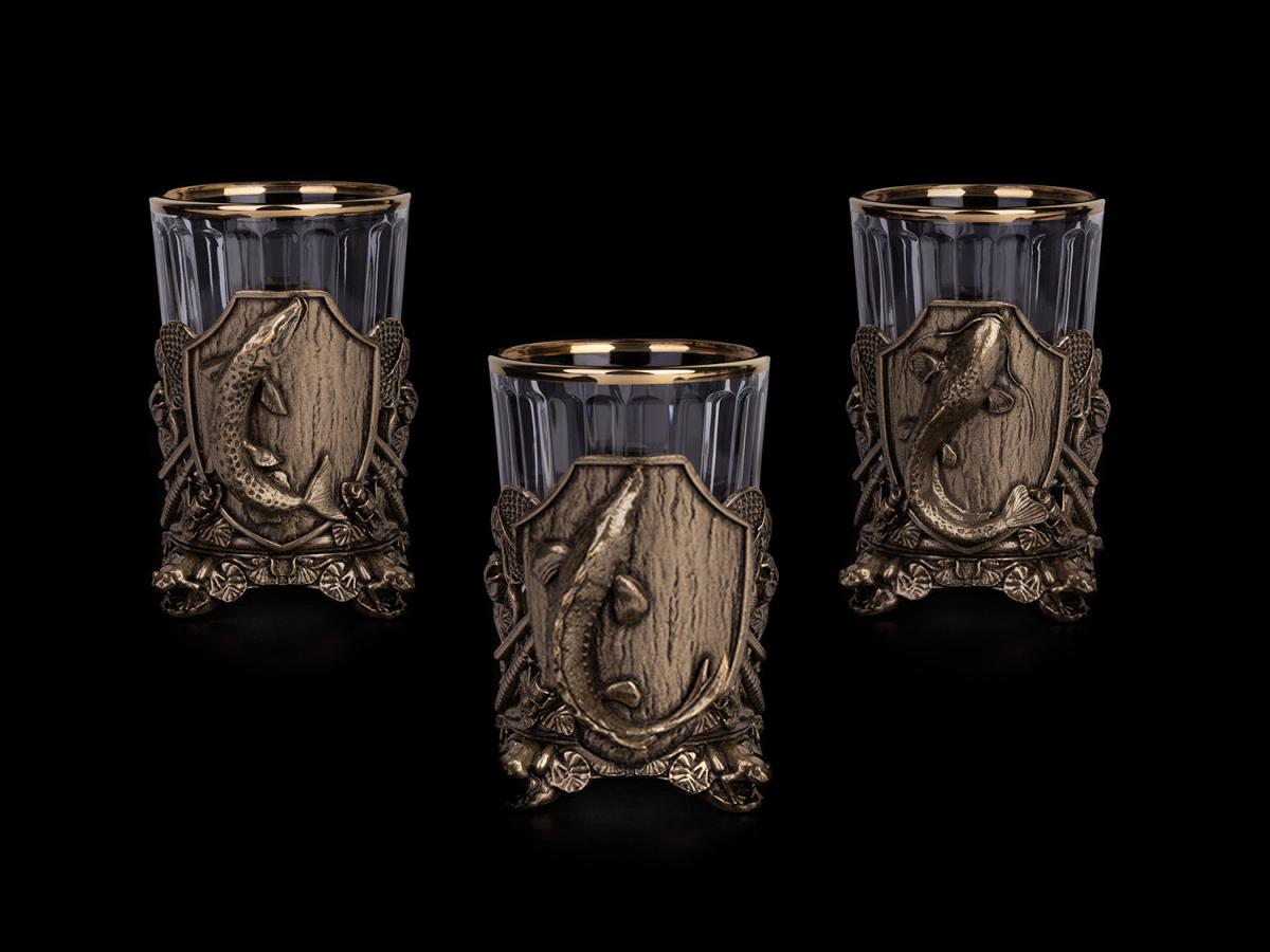 Стопки Трофейная рыбалка 3 (Латунь, стекло)