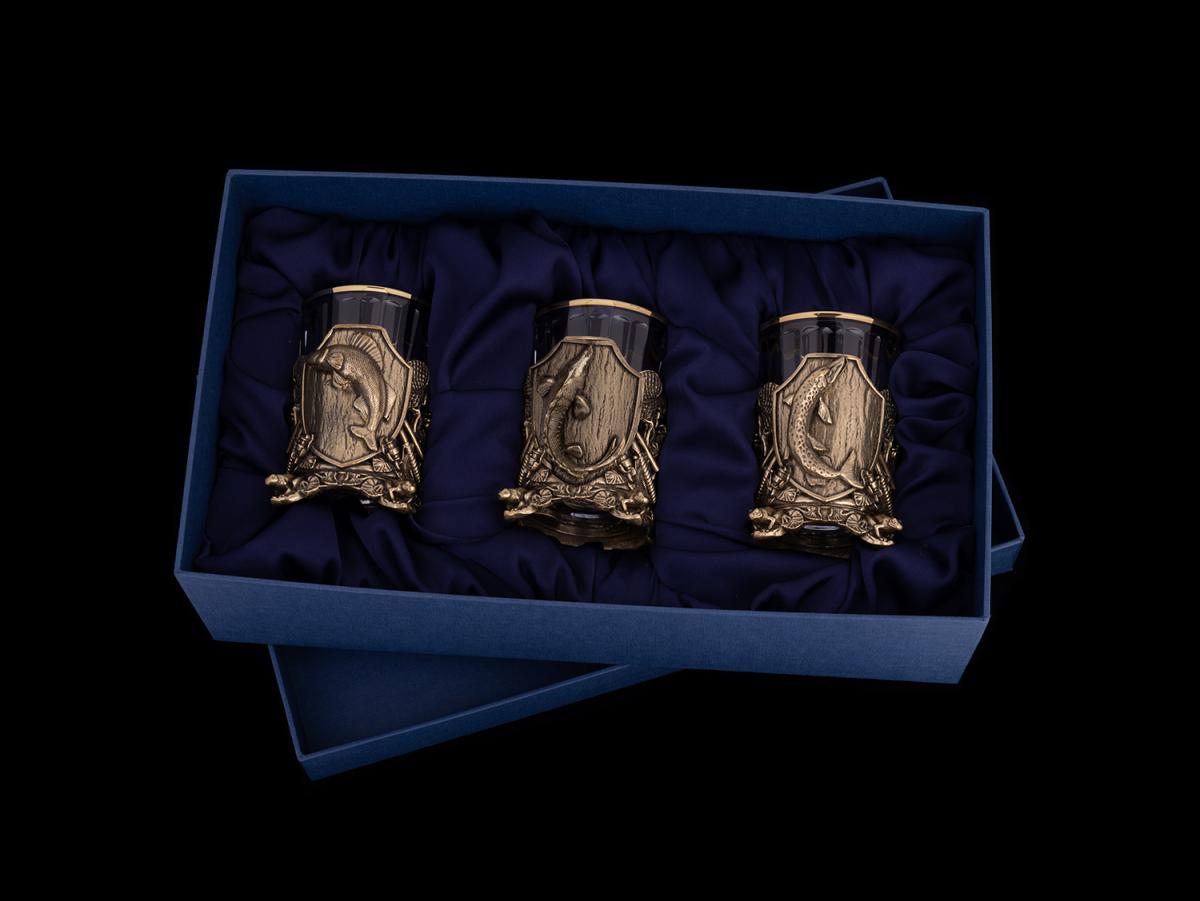 Стопки Трофейная рыбалка 3 (Латунь, стекло)