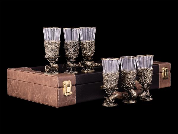 Лафитники Русская рыбалка 6 шт в кейсе с накладкой