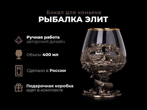 Бокал для коньяка Рыбалка Элит (Щука)