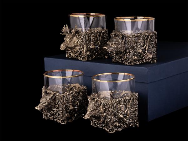 Набор бокалов для виски Лучшему охотнику 4 шт 