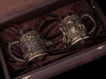 Пара подстаканников Кабан и Охотник в подарочной шкатулке