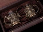 Пара подстаканников Трофейный и Охотник в подарочной шкатулке