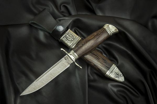 Реплика Финка НКВД (дамаск 1200 слоёв, венге, литьё мельхиор, деревянные ножны)
