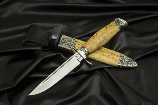 Финка НКВД разборная (сталь х12мф, карельская береза, литье мельхиор, деревянные ножны)
