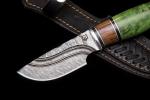 Нож Медведь (дамаск, долы - камень, вставка айронвуд, стабилизированная карельская берёза)
