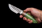 Нож Медведь (дамаск, долы - камень, вставка айронвуд, стабилизированная карельская берёза)