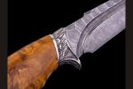 Нож Парнас (дамаск, долы - камень, стабилизированная карельская берёза, литьё мельхиор 1)