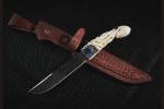 Нож Осьминог (торцевой дамаск, резная рукоять ручной работы)