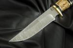 Нож Лис (дамаск, чёрный граб, стабилизированная вставка)