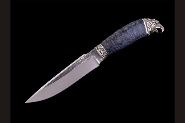 Нож Ворон (95х18, стабилизированная карельская берёза, литьё мельхиор 2)
