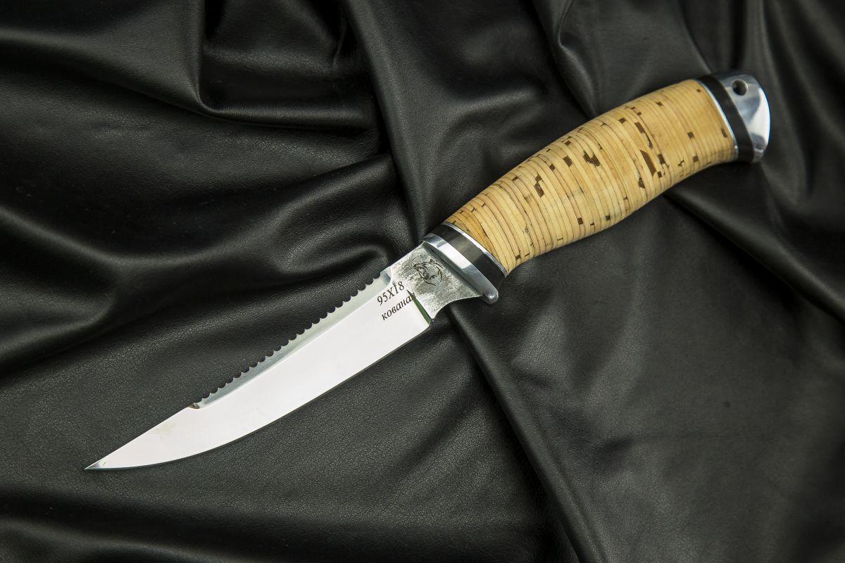 Нож Рыбак (95х18, береста, дюраль)