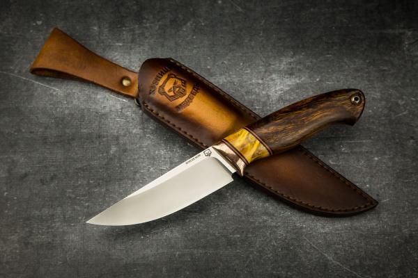 Нож Русский (M390, айронвуд, стабилизированный зуб мамонта, макумэ-ганэ)