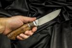 Нож Крит (M390, больстер мельхиор, вставка айронвуд, стабилизированная карельская береза)