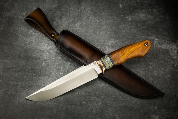Нож Тайга (M390, айронвуд, стабилизированный зуб мамонта, макумэ-ганэ)