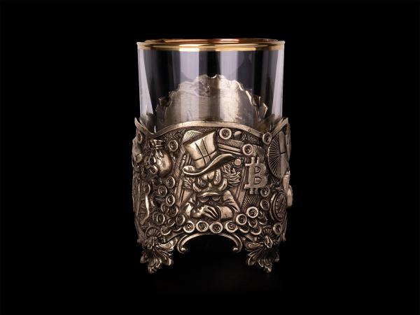 Бокал для виски Акула бизнеса (Латунь, стекло)