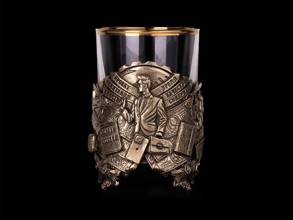 Бокал для виски Акула бизнеса (Латунь, стекло)