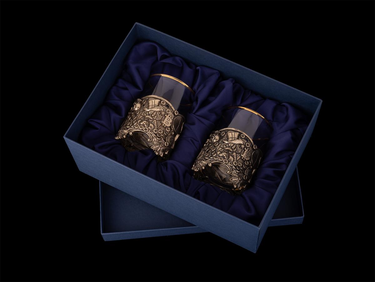 Бокал для виски Акула бизнеса (Латунь, стекло)