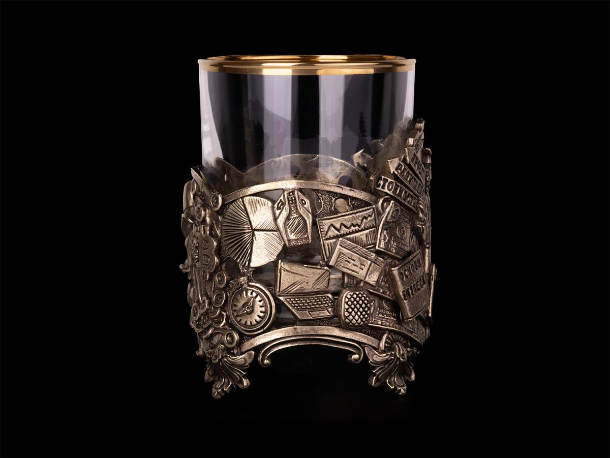 Бокал для виски Акула бизнеса (Латунь, стекло)