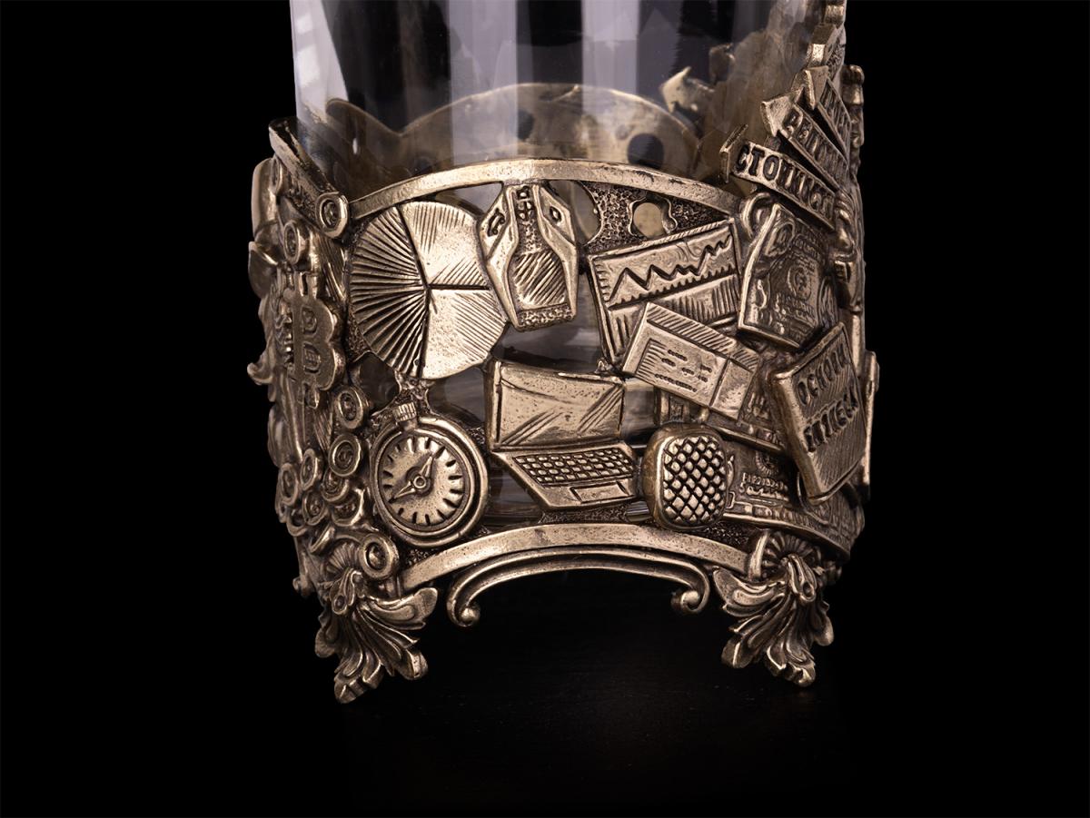 Бокал для виски Акула бизнеса (Латунь, стекло)