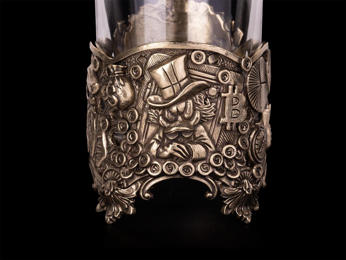 Бокал для виски Акула бизнеса (Латунь, стекло)