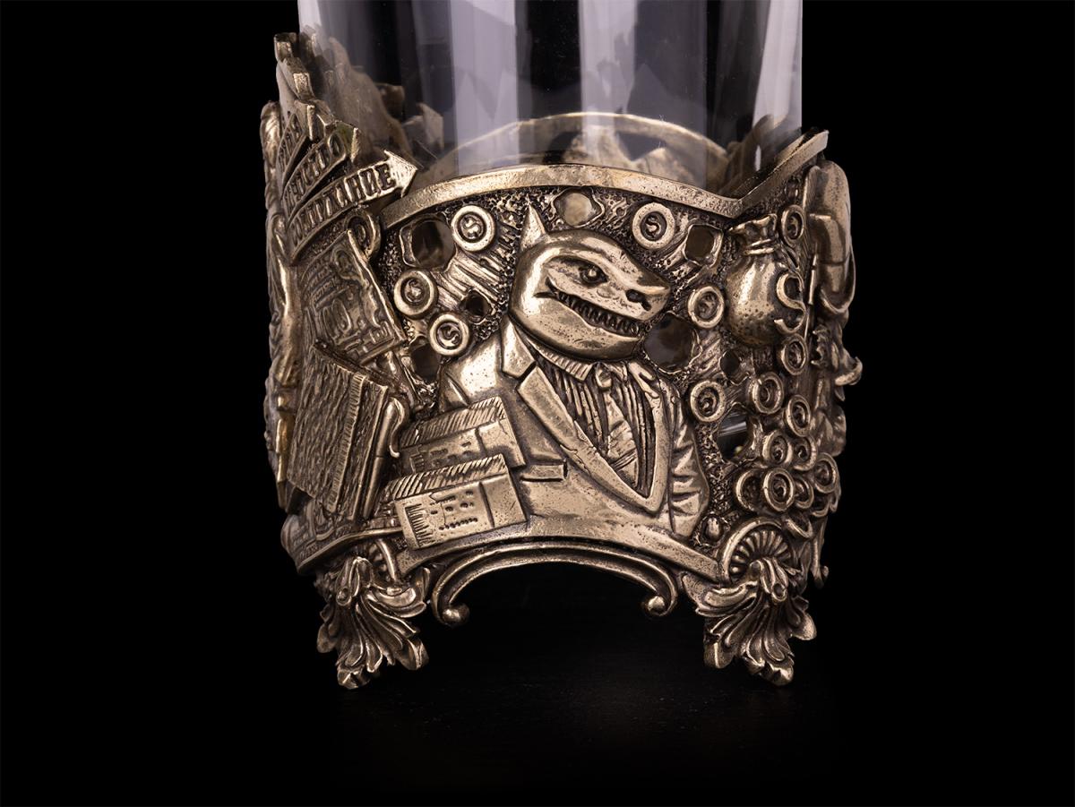 Бокал для виски Акула бизнеса (Латунь, стекло)