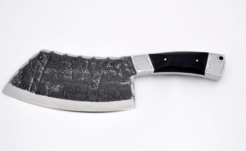 Тяпка №6 (х12мф, цельнометаллическая, со следами ковки, граб, резная)