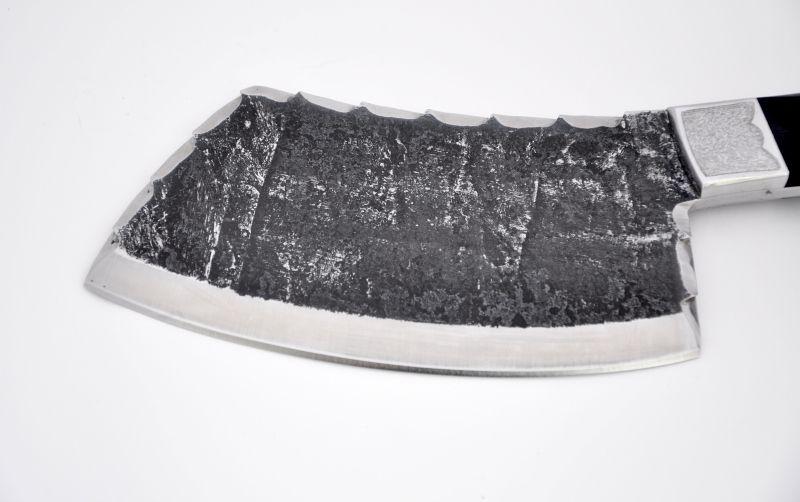 Тяпка №6 (х12мф, цельнометаллическая, со следами ковки, граб, резная)