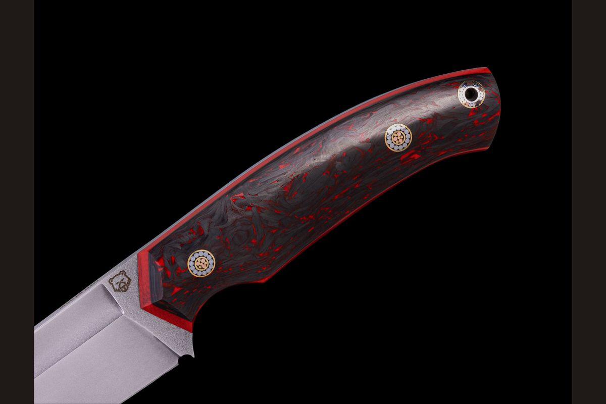 Нож Баланс цельнометаллический (М390, хаотичный карбон)