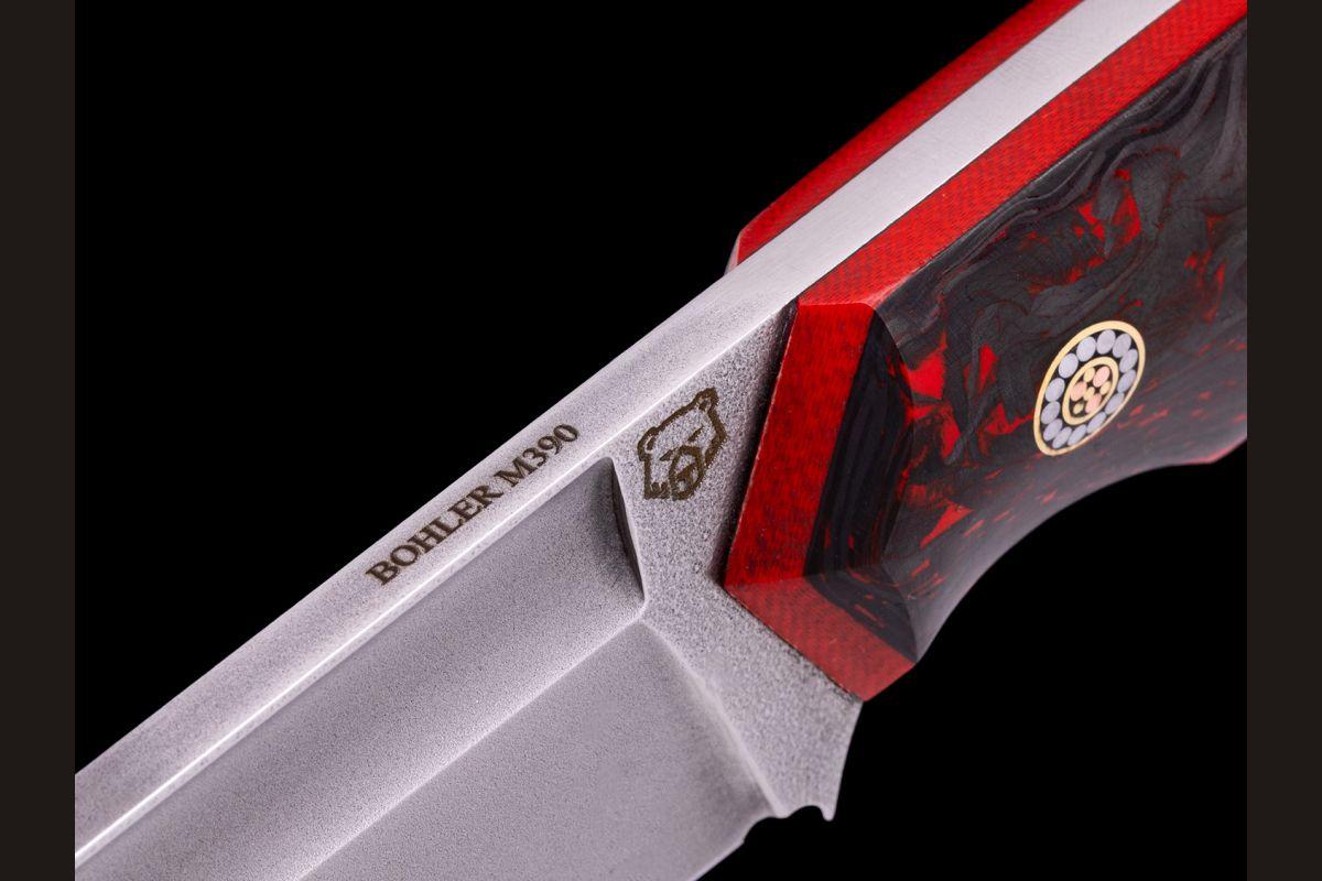 Нож Баланс цельнометаллический (М390, хаотичный карбон)