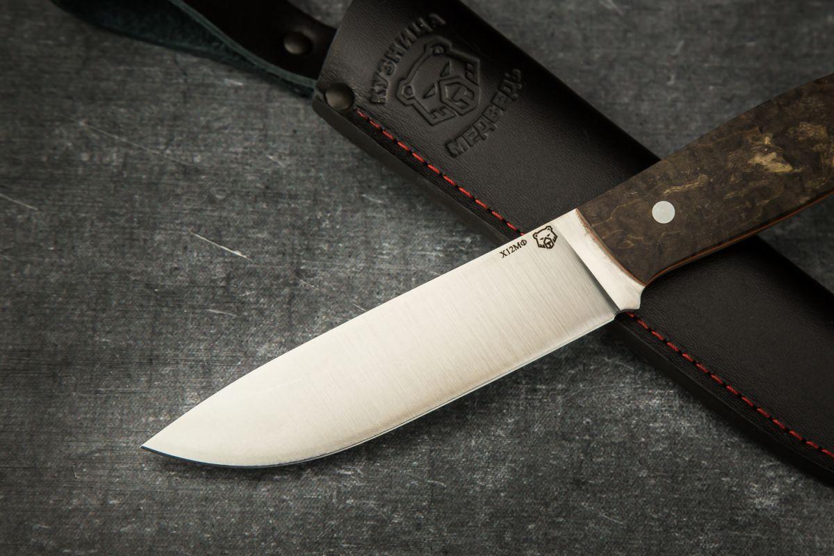 Нож Крит цельнометаллический (Х12МФ, стабилизированная карельская береза)