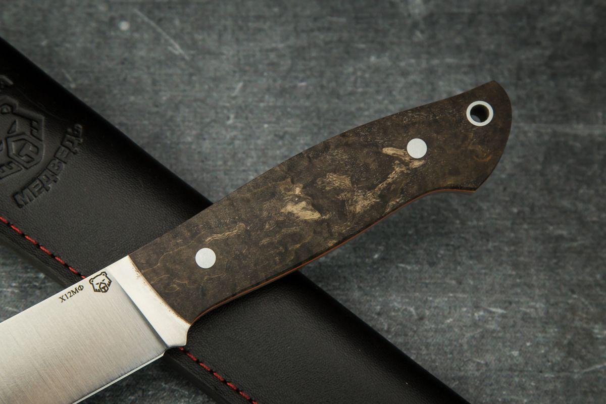 Нож Крит цельнометаллический (Х12МФ, стабилизированная карельская береза)