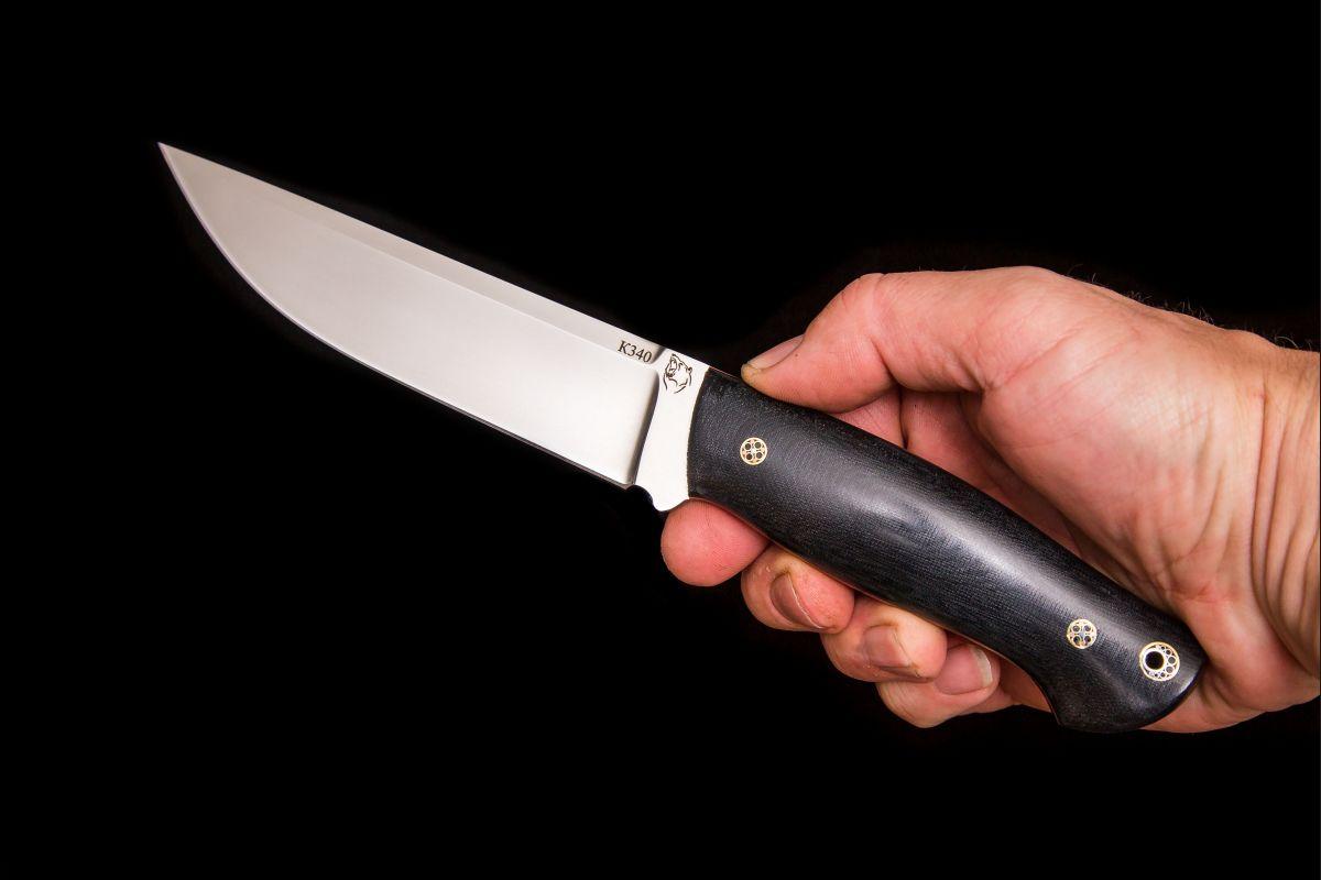 Нож Русский 2 (K340, микарта, мозаичные пины, цельнометаллический)