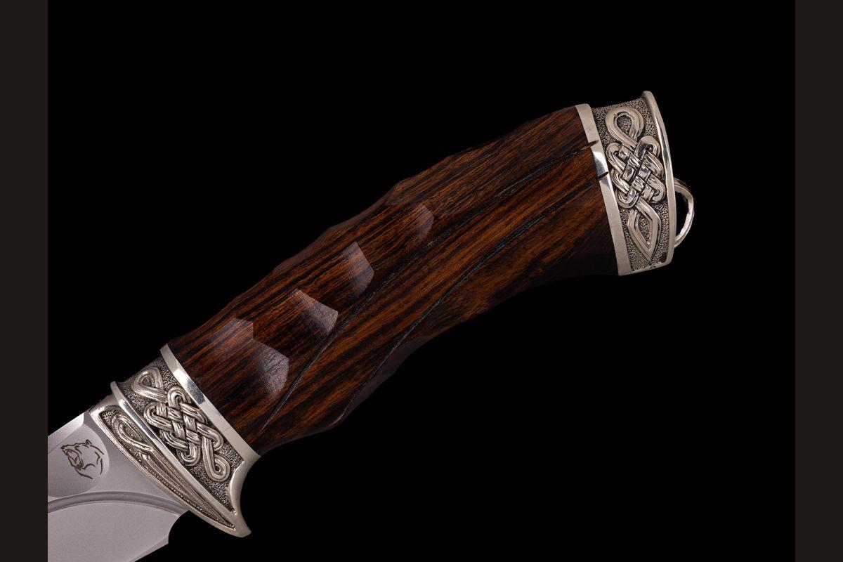 Нож Кайман (M398, камень, айронвуд, литьё мельхиор)