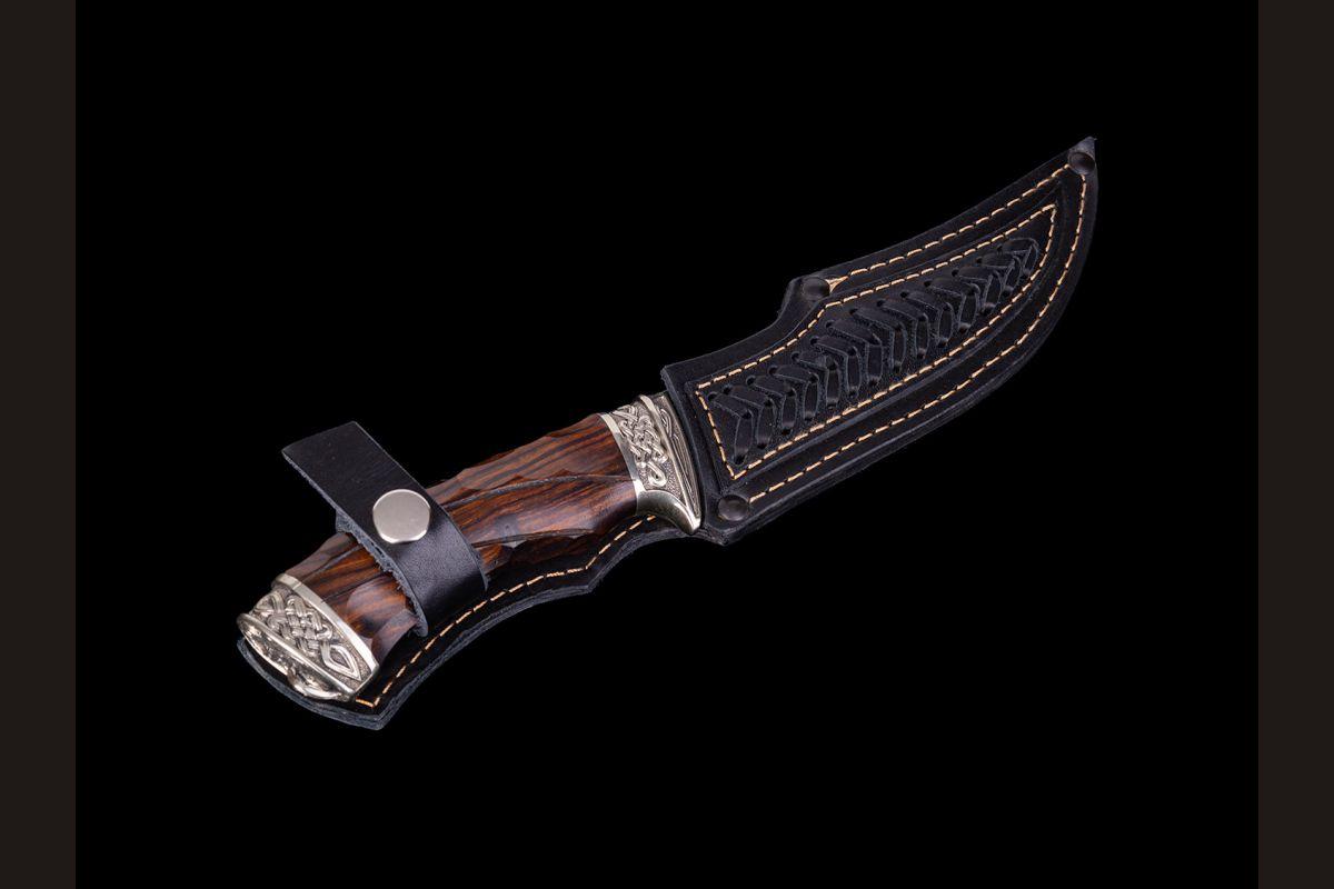 Нож Кайман (M398, камень, айронвуд, литьё мельхиор)