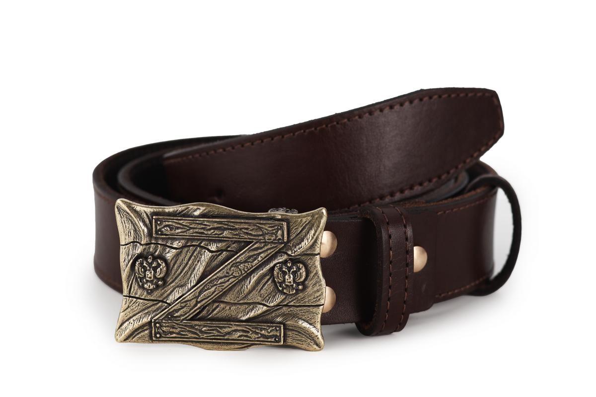 Ремень Zа наших (Латунь, натуральная кожа)