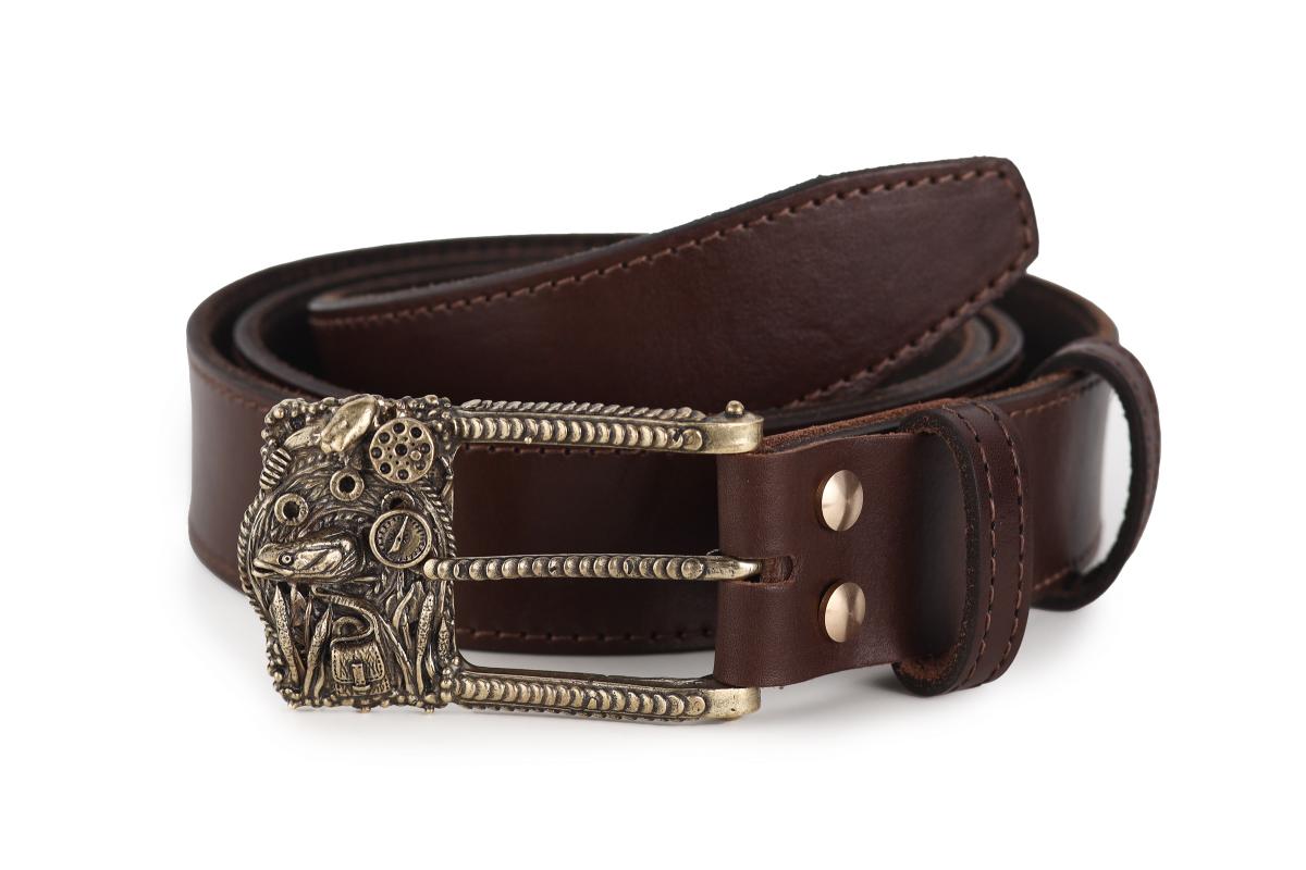 Ремень Рыбалка классический (Латунь, натуральная кожа)