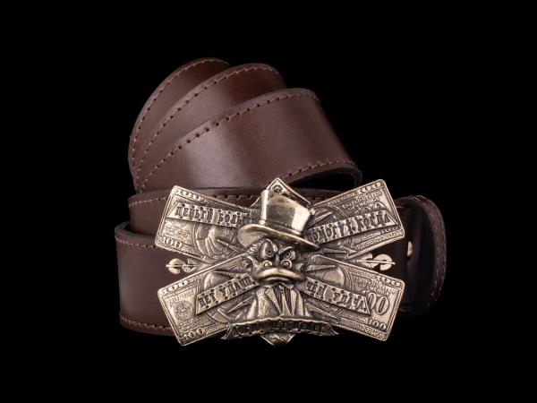 Ремень Скрудж Макдак (Латунь, натуральная кожа)