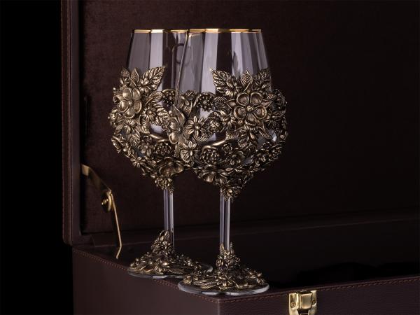Набор бокалов для вина 4 шт в кейсе Цветочная фантазия (Серия классик)