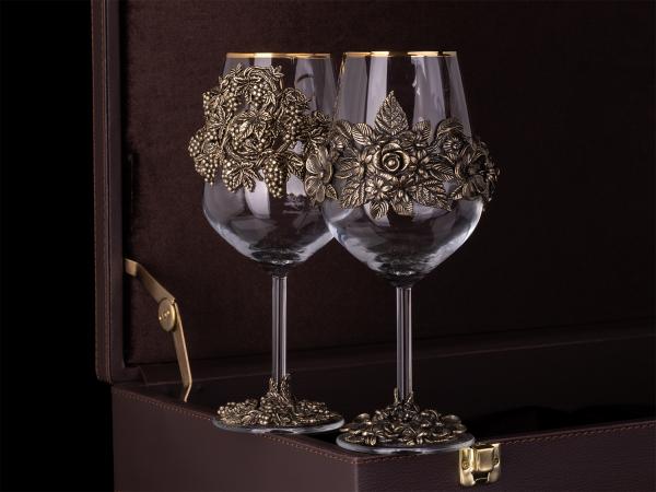 Набор бокалов для вина 4 шт в кейсе Виноградная лоза и Цветок (Серия классик)