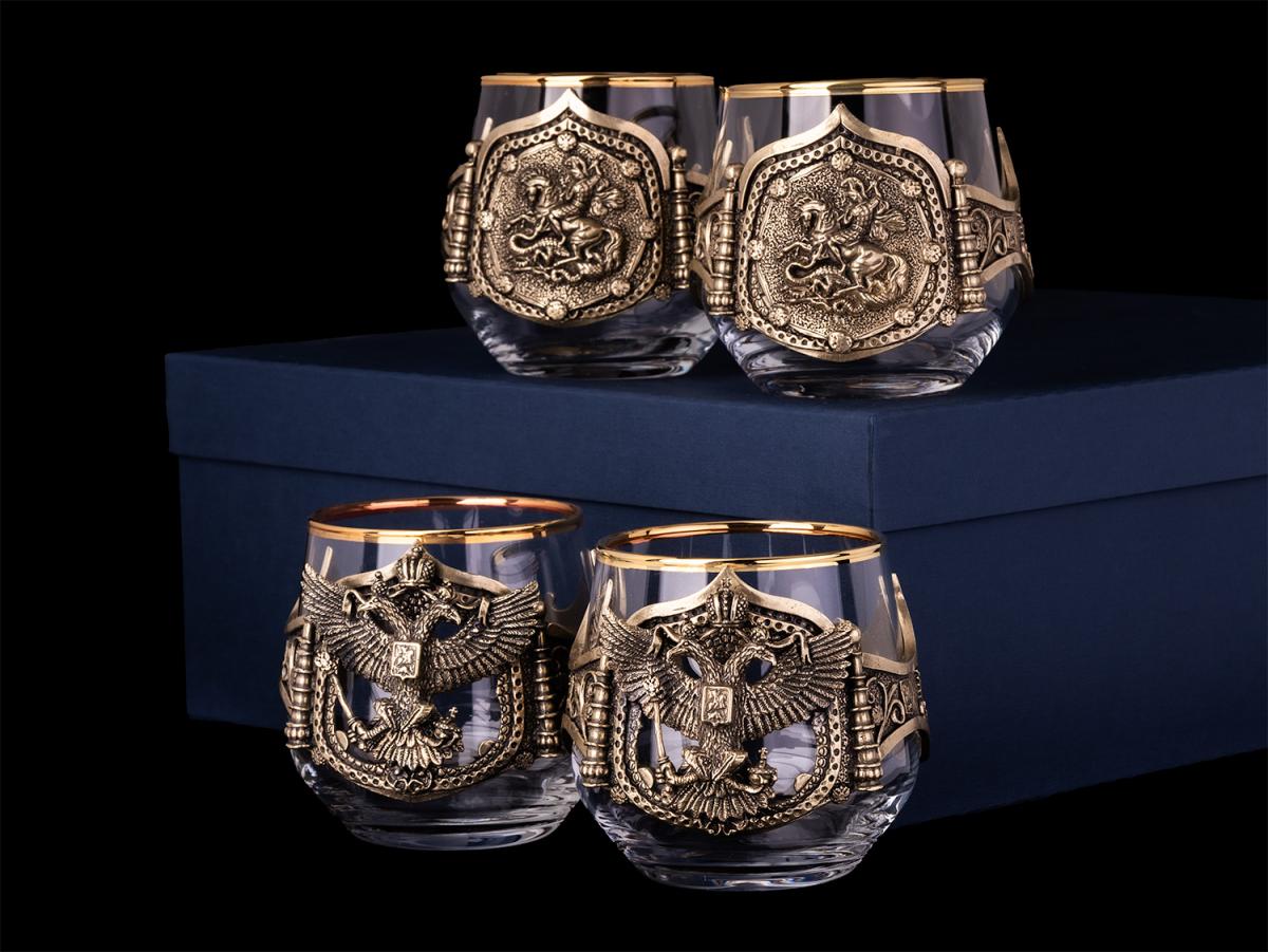 Бокалы для виски Герб и Георгий Победоносец 4 шт (Серия классик)