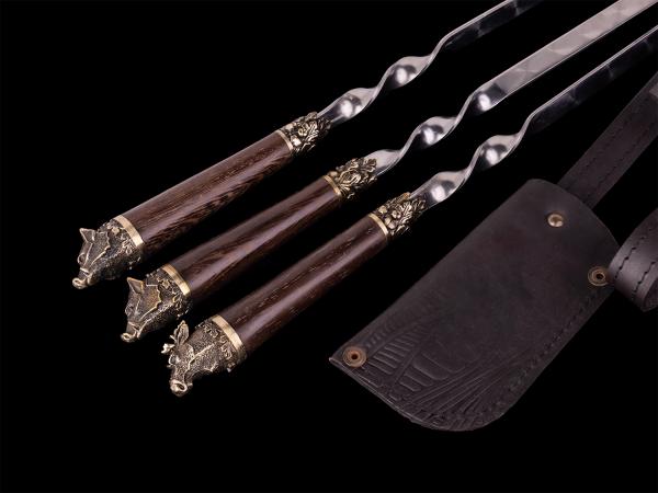 Набор шампуров Звери стандарт (венге, литье латунь) 3 шт АКЦИЯ