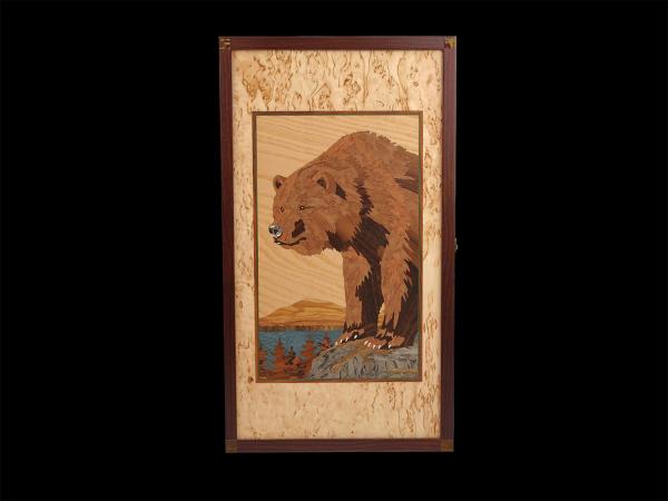 Нарды Медведь большие №2 (Карельская береза, инкрустация)