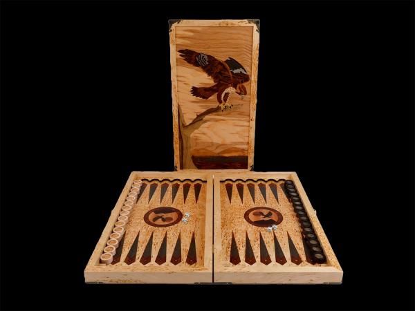 Нарды Сокол большие (Карельская береза, инкрустация)