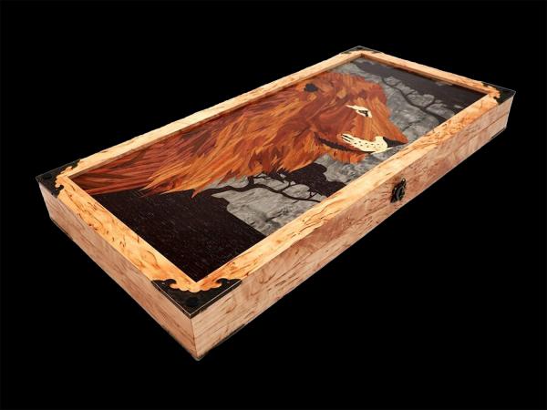 Нарды Лев большие (Карельская береза, инкрустация)