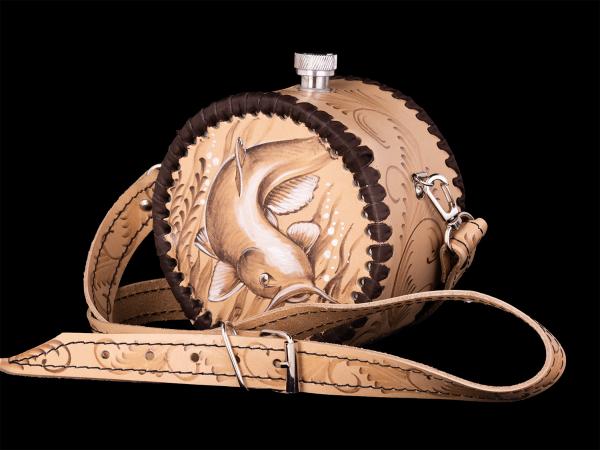  Фляжка круглая Рыба №1 (бежевый)